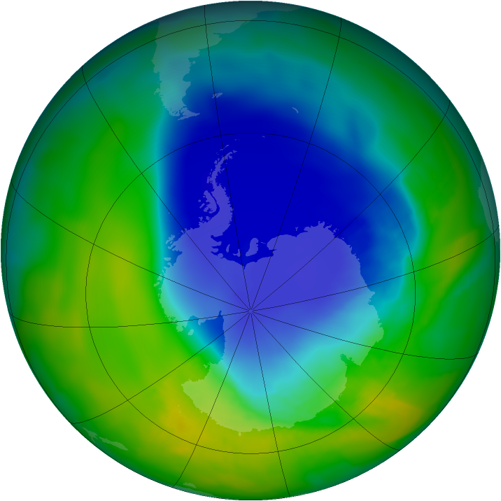 Antarctic ozone map for 21 November 2011